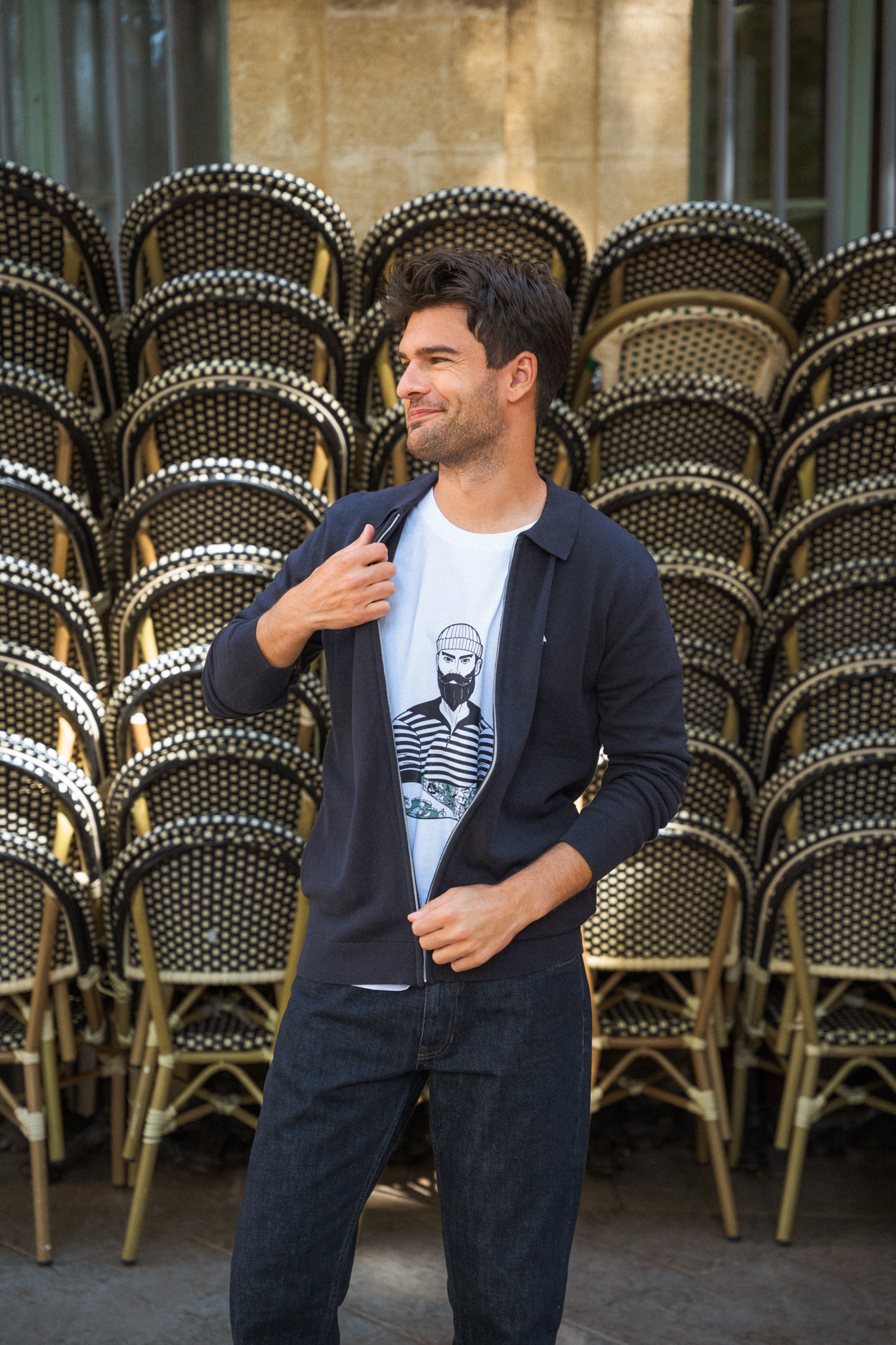 Gilet homme manches longues. Col type chemise Jackson.