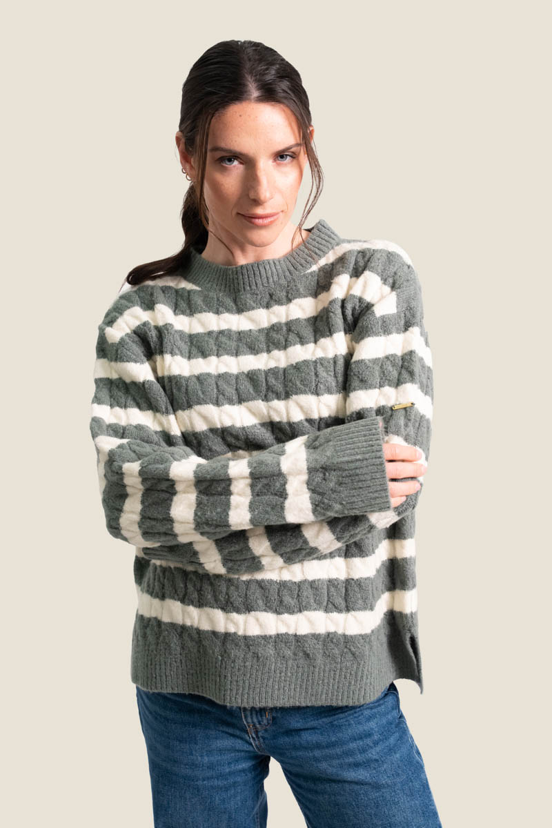 Pull femme avec torsades, col rond Zayra