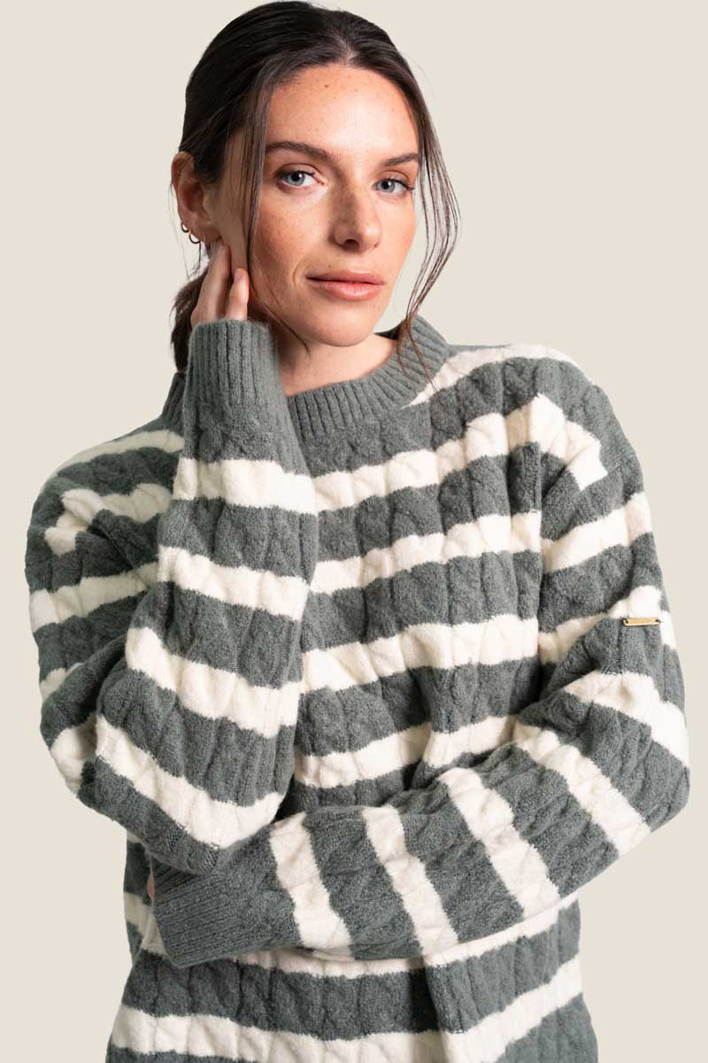 Pull femme avec torsades, col rond Zayra
